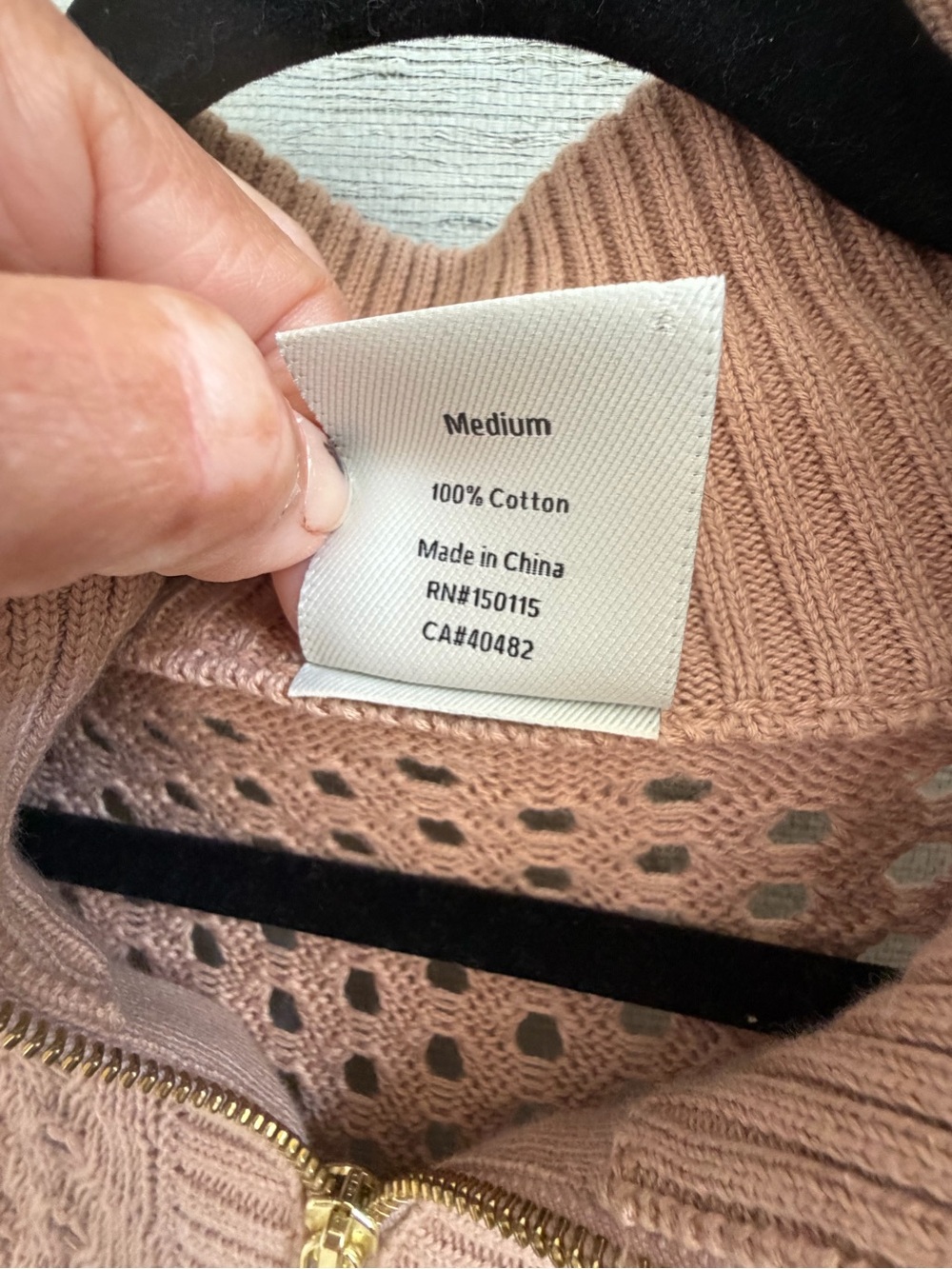 Medium Anthropologie Varley Gaines half zip sweater knit short sleeves tan beige - Picture 7 of 16